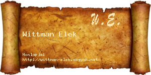Wittman Elek névjegykártya